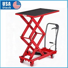 Hydraulic Lift Table Cart 50″ 330lbs Capacity Double Scissor Lift Table w/Wheels