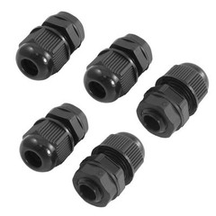 100 Pcs PG13.5 Black Nylon Waterproof Cable Gland 6-12mm Dia w Lock-Nut & Gasket