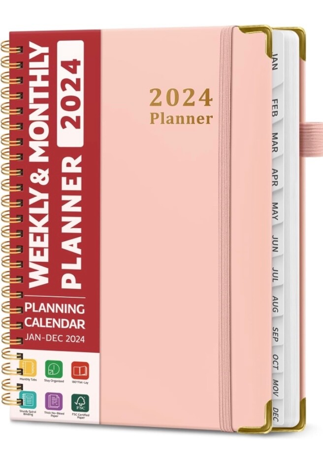 2024 Planner. Weekly and Monthly Planner Spiral Bound, Jan 2024 – Dec 2024