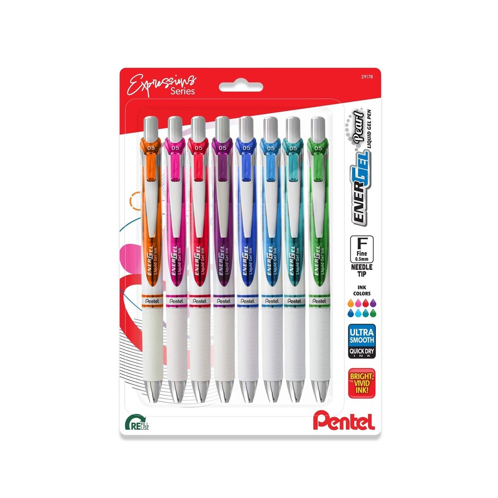 Pentel EnerGel RTX Pearl Liquid Gel Pen, Right Brain Expressions Pack, (0.5mm) N