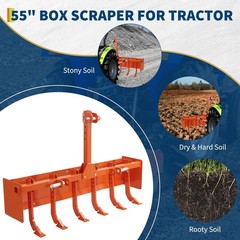 Box Blade 55″ for Tractor Box Scraper Attachment 3 Point Hitch For Cat 0 & Cat 1
