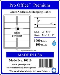 WING OFFICE Premium Shipping Labels Blank Self Adhesive 10 per Sheet 2″ X 4″