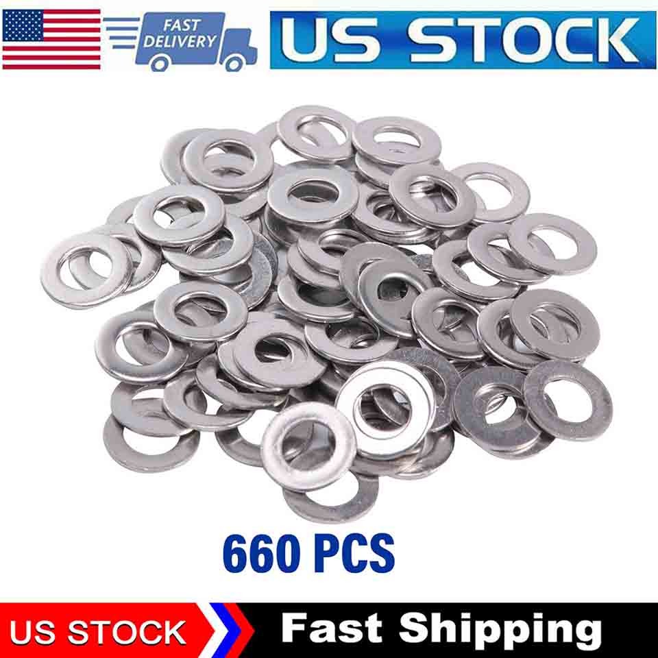 660PCS 304 Stainless Steel Washers Flat Washer Assortment Set Value Kit w/ Case