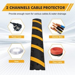 2PC 6FT Rubber Speed Bump,25000 lbs Load Capacity Cable Protector Ramp 2-Channel