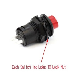 3 Pack SPST Normally On Off Open Momentary Push Button Switch Red