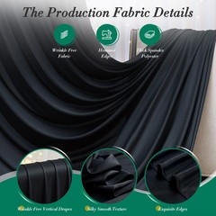 20 ft x 10 ft Wrinkle Free Black Backdrop Curtain for Parties, 4 Panels 10ft …