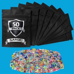 50 Pack 28g Mylar Bags (6” x 8”) Assorted Random Designs oz Packaging Pouches