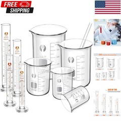 10 Pack Glass Lab Beaker Set Measuring Cup 50/100/250/500/1000, 5/10/ 50/100 …