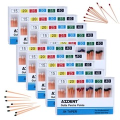 AZDENT Dental Endodontic Gutta Percha Points 0.04 Taper 15-40# 60pcs/pack