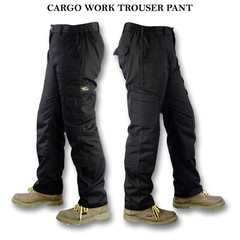 Mens Cargo Combat Work Trousers Heavy Duty Machine Washable Size 30 to 48 Black