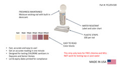 Free Chlorine/Bleach Test Strips, 0-1000 ppm [Vial of 100 Strips]