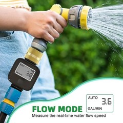 Brass Water Flow Meter with LCD-Accurate Gallon/Liter Measurement,Garden Hose,a