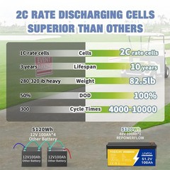 12V 100Ah LiFePO4 Lithium Battery for Solar Home Back Up RV Off-grid BMS 12.8V