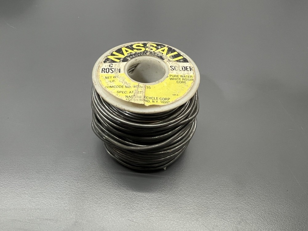 16.4 OZ. ROLL NASSAU SPEC AT 7076 PURE WATER WHITE .070 DIA C ROSIN CORE SOLDER