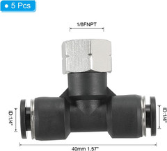 Female Branch Tee 1/4 Inch Tube OD X 1/8FNPT Thread Push to Connect