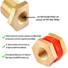 Litorange 2 PCS Brass Bulkhead Coupling Both End 1/4″ NPT 2 PCS,