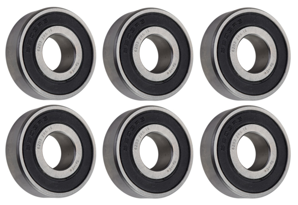 (6 Each) 6203-2RS-16MM Sealed Radial Ball Bearing 16X40X12 SpinCo