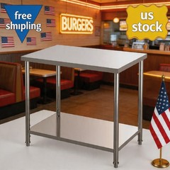 Duty 2-Tier Stainless Steel Commercial Prep Table 36″x 24″x 35″ Heavy Takywep