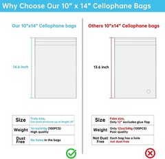 10×14 Self Sealing Cellophane Bags Clear Resealable Packaging Bags 100 Pcs