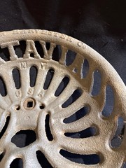 #46 CAST IRON Tractor Implement Seat JOHNSTON HARVESTER CO BATAVIA NEW YORK USA