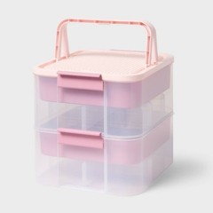 3.9gal Building Brick Play Latching Stacking Storage Pink
