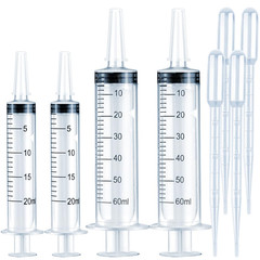 4 Pack Large Syringes for Liquid, 20ml & 60ml Plastic Syringe for Measuring, Lip