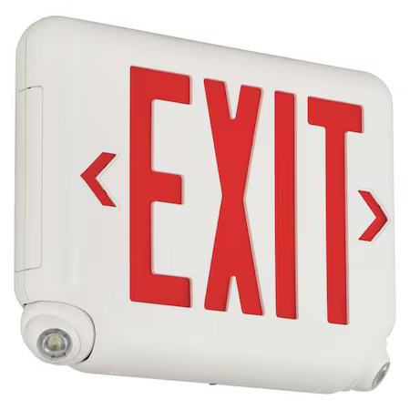 Dual-Lite Evcurwdi Exit Sign With Emergency Lights, White, 1 Or 2 Face(S), Led,
