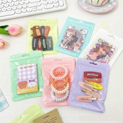 Resealable Packaging Bags Macaron Color Self Seal Bags Hang Hole Storage Pouches