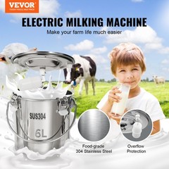 VEVOR Goat Milking Machine Goat Milker 6 L 304 Stainless Steel Bucket for Cows