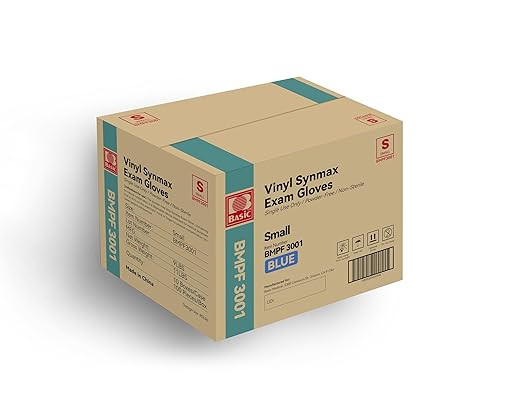 Intco 1000 Pack Basic Medical Synmax Blue Small Vinyl Exam Gloves