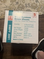 Basic BMPF3001 Vinyl Synmax Exam Gloves – Small. 1,000 Pr Sealed Case Latex Free