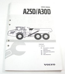 VOLVO A25D A30D Quarry Dump Truck Specification Service Workshop Repair Manual
