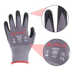 Safety Work Gloves MicroFoam Nitrile Coated Foam Gloves M-Size/12 set