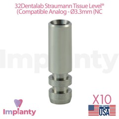 10x Dental Fixture Analog 3.3mm Narrow Crossfit Yellow Straumann Compatible