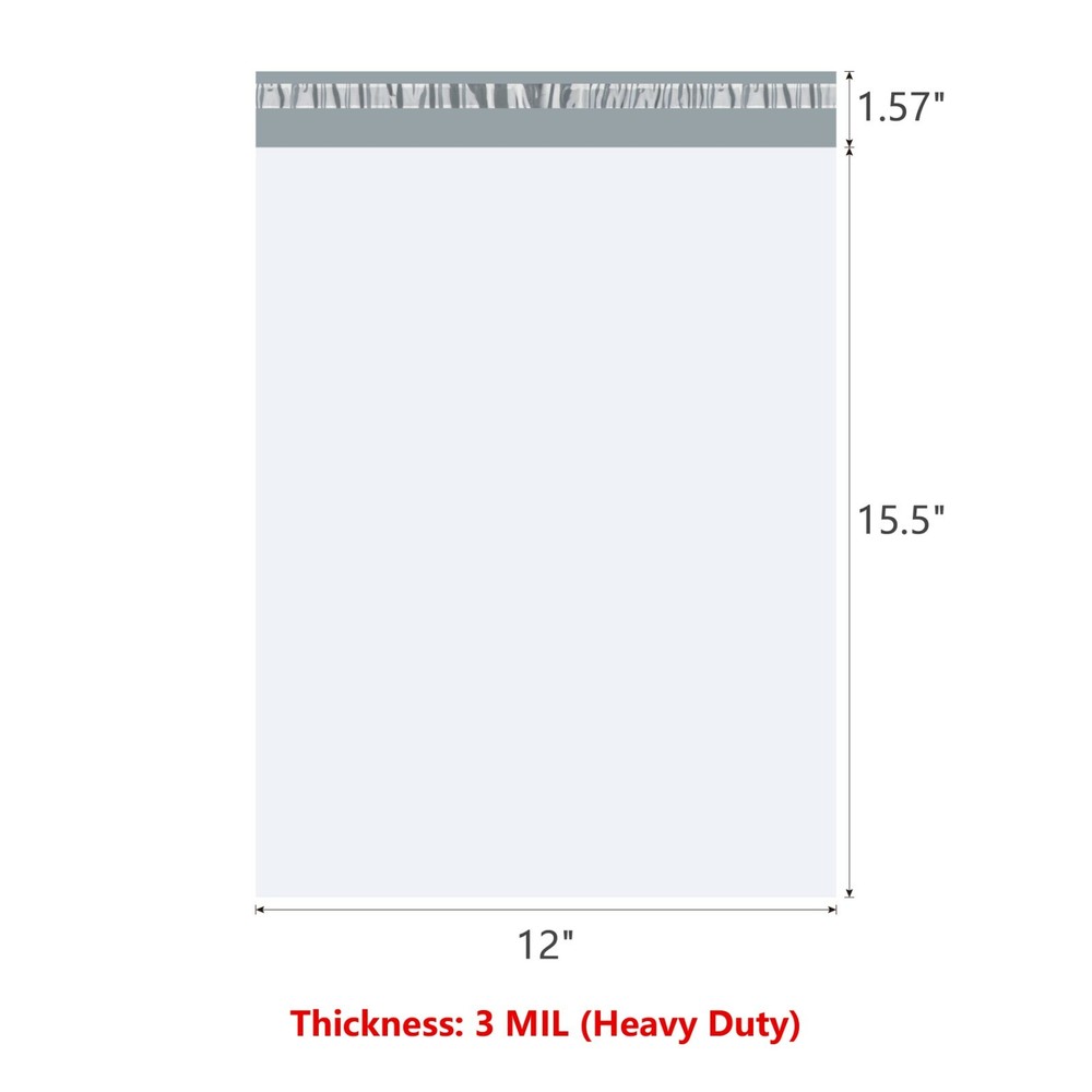 KSK Bubble 12″ x 15.5″ Plain Poly Mailers Shipping Envelopes 3MIL