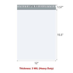 KSK Bubble 12″ x 15.5″ Plain Poly Mailers Shipping Envelopes 3MIL