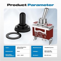 3 Way Toggle Switch, ON-Off-ON 3 Pin 3 Position SPDT Marine DC12V 30A Heavy Duty
