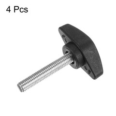 4pcs M6 x 35mm Male Thread Tee Wing Knobs Thumb Screw Clamping Knobs Grip Black