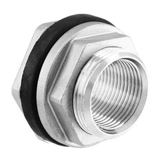 Litoexpe 1″ NPT Female Thread Bulkhead Water Tank 1 Inch-1 Pcs, Silver