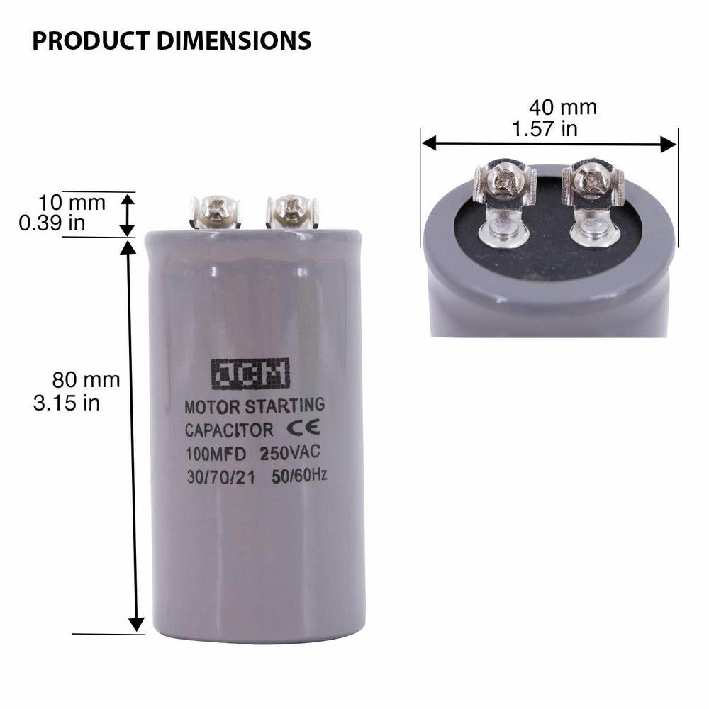 100MDF 250VAC MOTOR STARTING CAPACITOR CD60A 100uF 250 VAC Start 250V 100 MFD UF