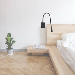 Wall mount LED reading light gooseneck adjustable natural white + plug in play