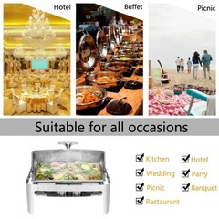 9 Quart Roll Top Stainless Steel Silver Chafing Dish Buffet Set for Weddings NEW