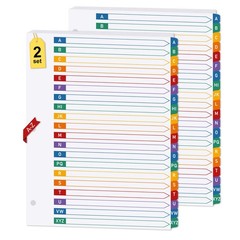 2 Set A-Z Alphabet Dividers for 3 Ring Binder, 20 Tab Binder Dividers with Ta…