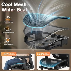 Office Chair with Footrest, Desk Chair Comfy with 3D Adjustable Lumbar Support