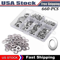 New 304 Stainless Steel Washers Flat Washer Assortment Set Value Kit,660 Pieces