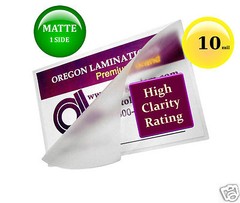 10 Mil MATTE/Clear Military Card Hot Laminating Pouches 2-5/8 x 3-7/8 (100/pack)