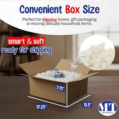 MT Products Off-White Packing Peanuts, Approximately 1 Cubic Foot | Bulk Shippin