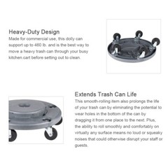 Trash Can Dolly Heavy-duty | 5 Caster | 460 Lb Capacity | 18″ Gray