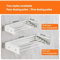 Clothes Drying Rack 31.5 inches Foldable Wall Mount Laundry Rack Folding Indo…