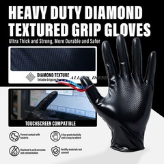 Heavy Duty Nitrile Disposable Gloves 10 Mil Diamond Texture 10 Boxes Size XL